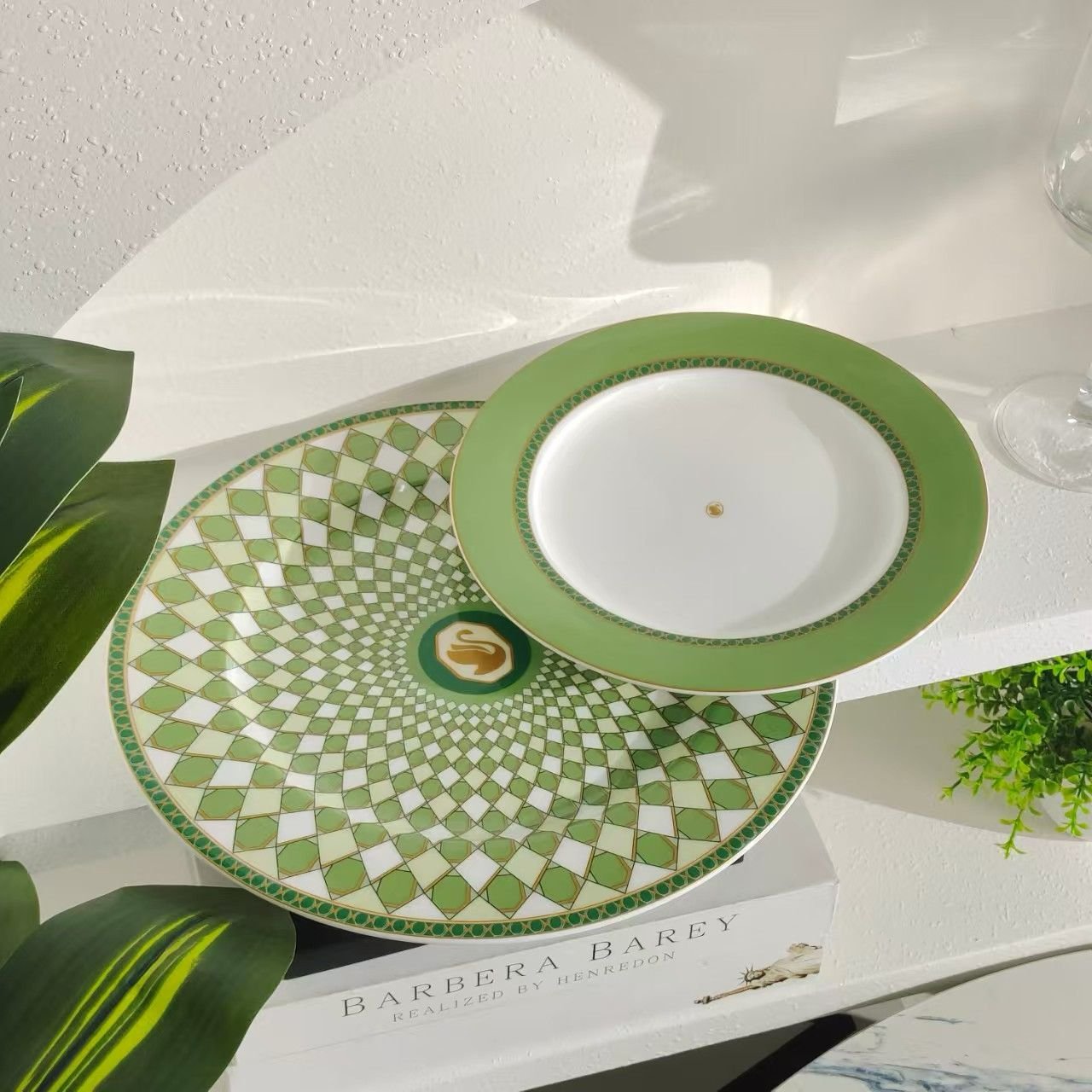 Swarovski Plates set of two green plates - Swarovski Plates | Aleppo Gift UAE